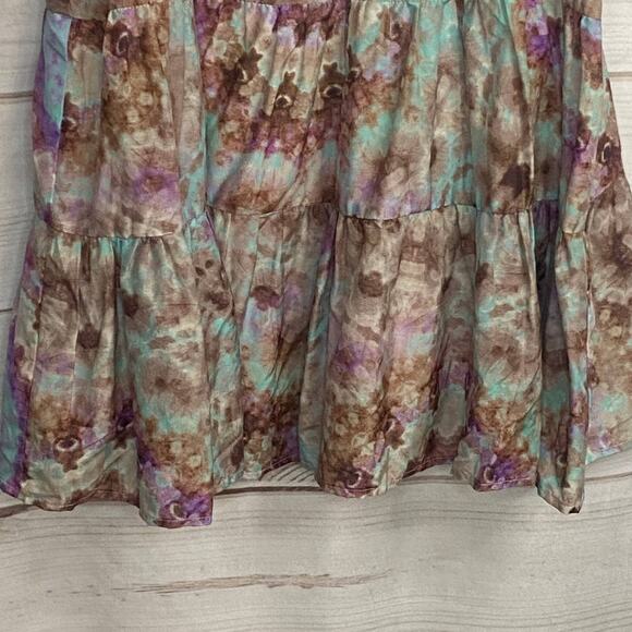 Ei8ht Dreams Tie Dye Venice Gathered Mini Dress Green Purple Size Small - Picture 3 of 6